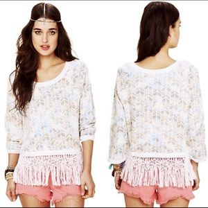 Free People Follow the Fringe Pullover Top Size S